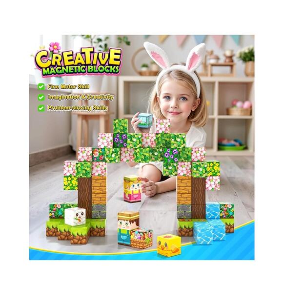 108PCS Magnetic Blocks Magnet Toy Mine Magnet World Bunny Garden Wonderland - Picture 4 of 6